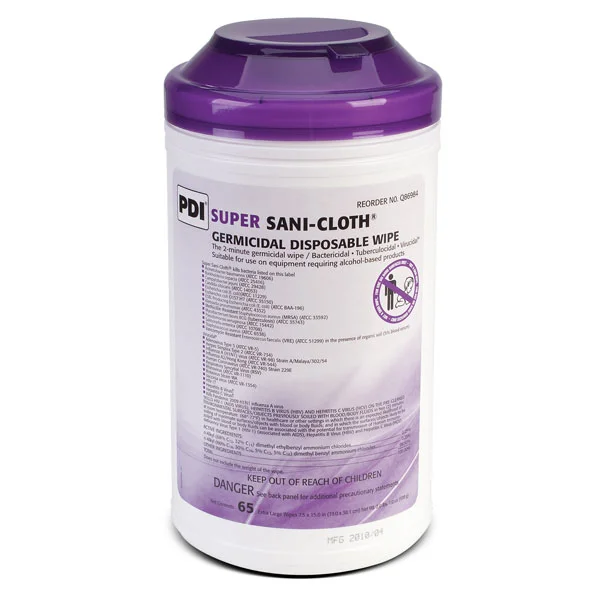 pdi super sani cloth germicidal disposable wipes – wipe size 8″x14″ – 65 wipes per container pdi super sani cloth germicidal disposable wipes – wipe size 8″x14″ – 65 wipes per container